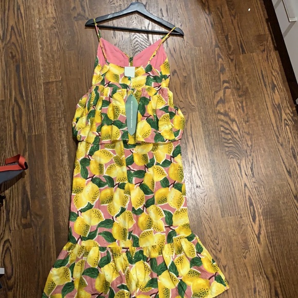 Farm rio lemon linen peplum midi dress xs NWT - Picture 3 of 5